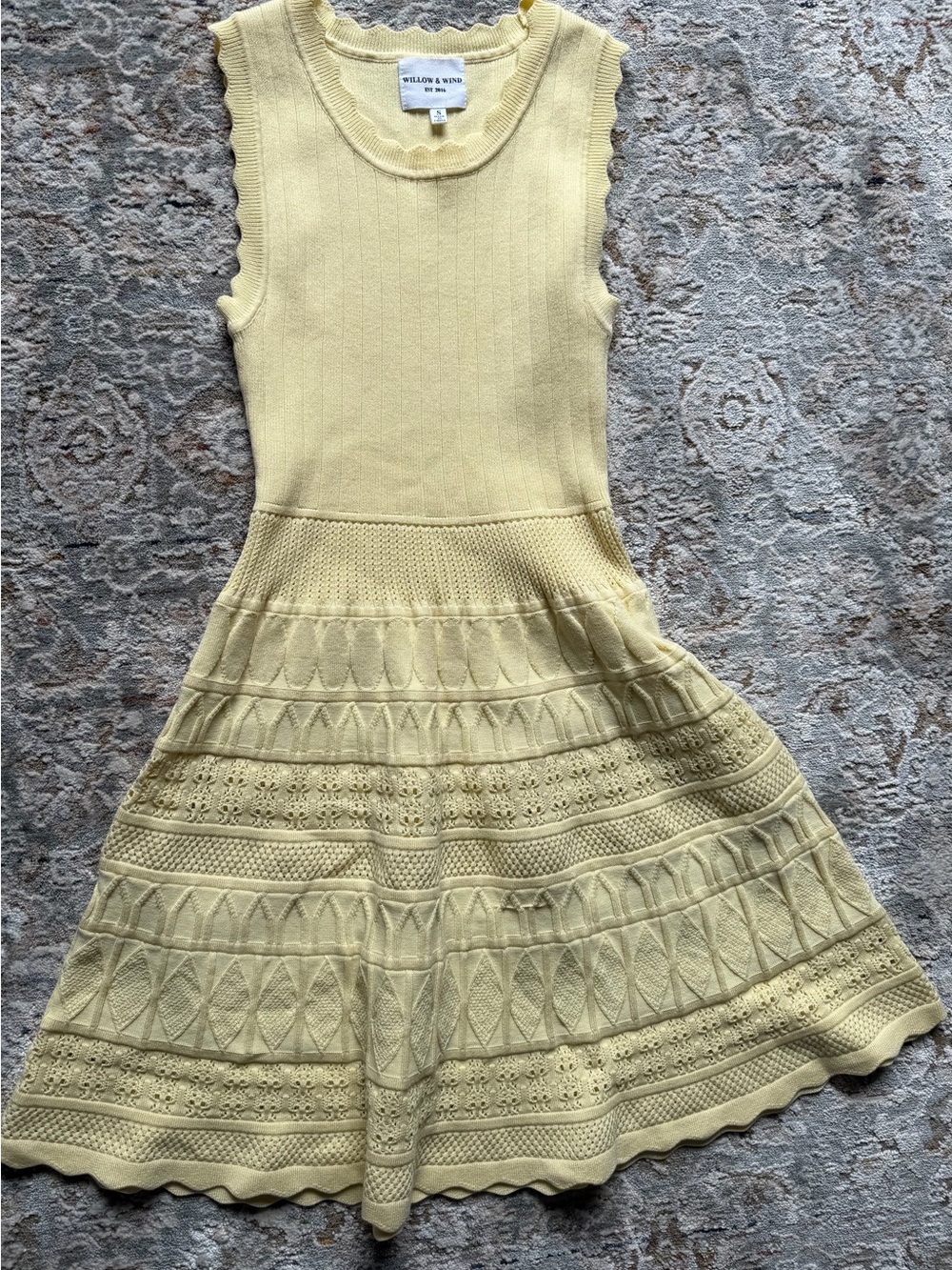 Willow & Wind Girls' Lemon Knit Fit-and-Flare Dress